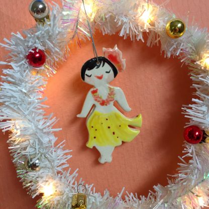 Ceramic Hula Girl Christmas Ornament (Type 4)