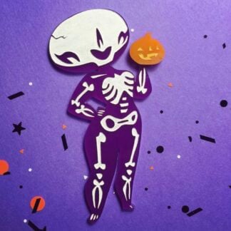 Skeleton Babe Brooch (Purple)